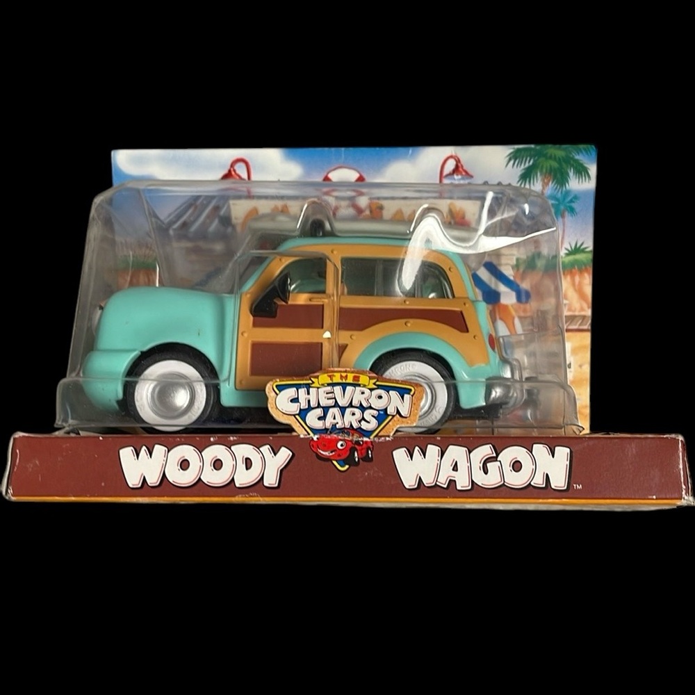 Vintage 1999 Chevron Gas Woody Wagon Toy Car Collectible Surf Nostalgia Station